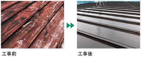 屋根塗装工事 既存トタン屋根施工例