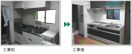 ガスコンロタイプからクリナップIHシステムキッチン　施工例